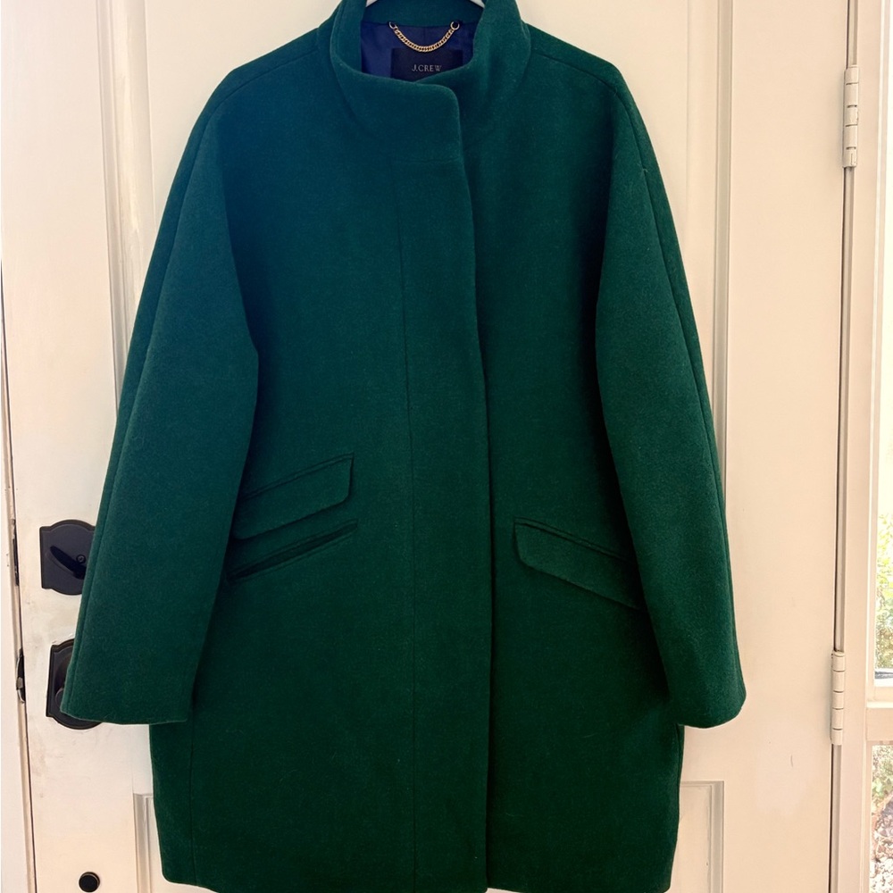 J Crew Deep Green Wool Stadium Coat ❄️❄️❄️